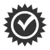 Sketch of a check mark inside a sun.